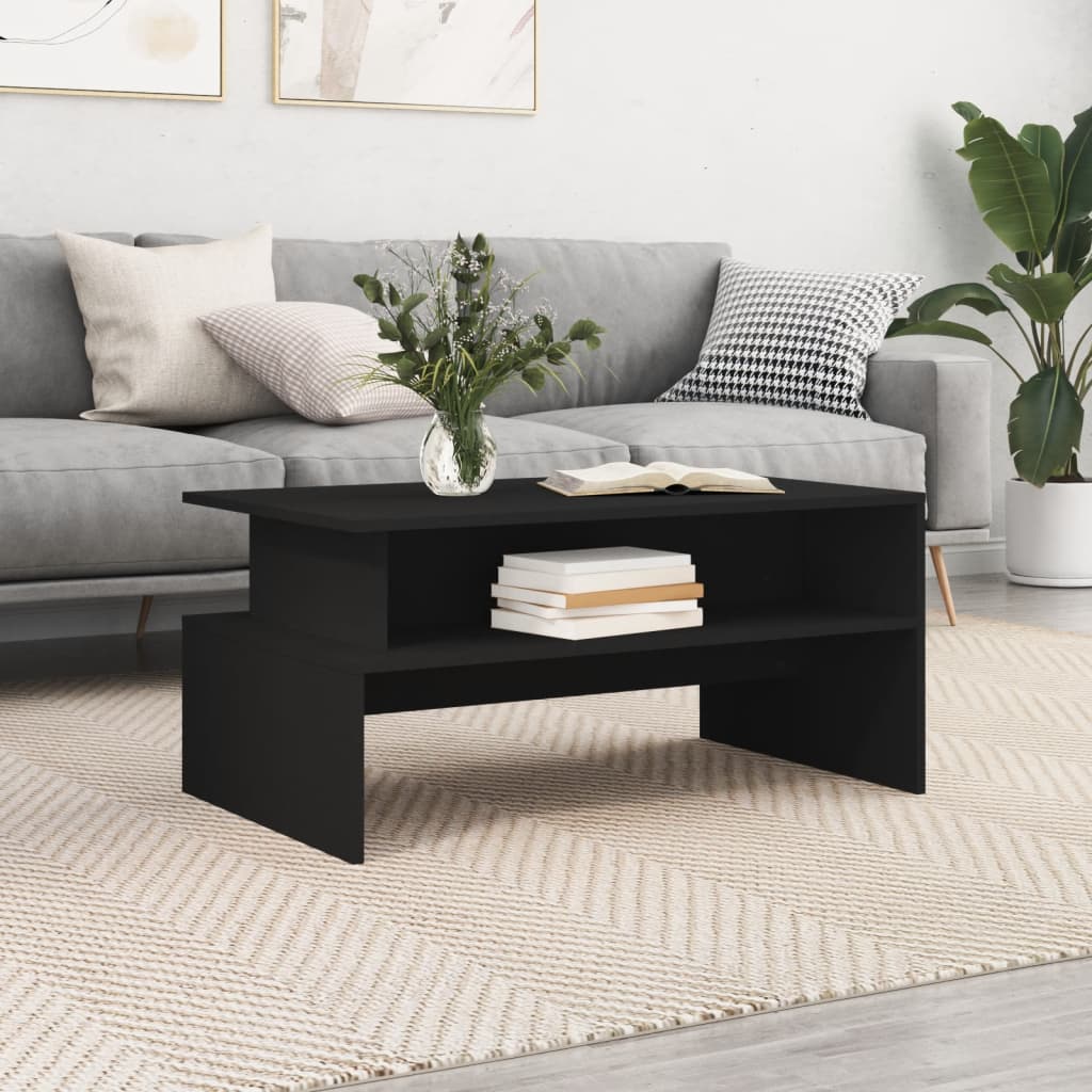 Tavolino da Salotto Nero 90x55x42,5 cm in Legno Multistrato | homemem39