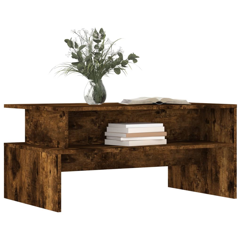 Tavolino da Salotto Rovere Fumo 90x55x42,5 cm Legno Multistrato | homemem39