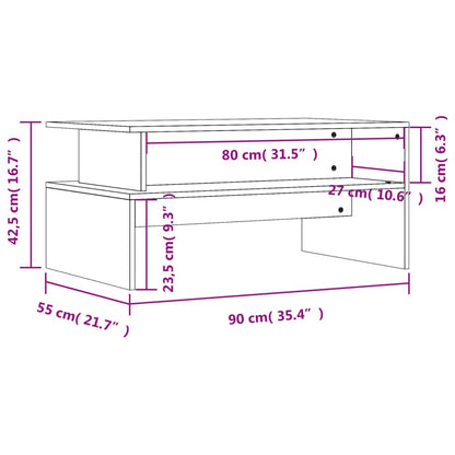 Tavolino da Salotto Rovere Fumo 90x55x42,5 cm Legno Multistrato | homemem39