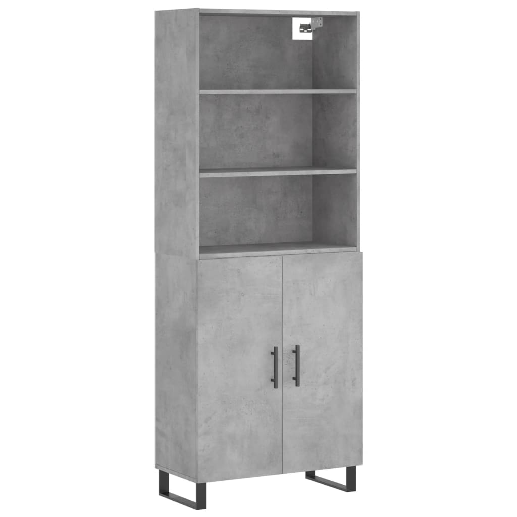 Credenza Grigio Cemento 69,5x34x180 cm in Legno Multistrato