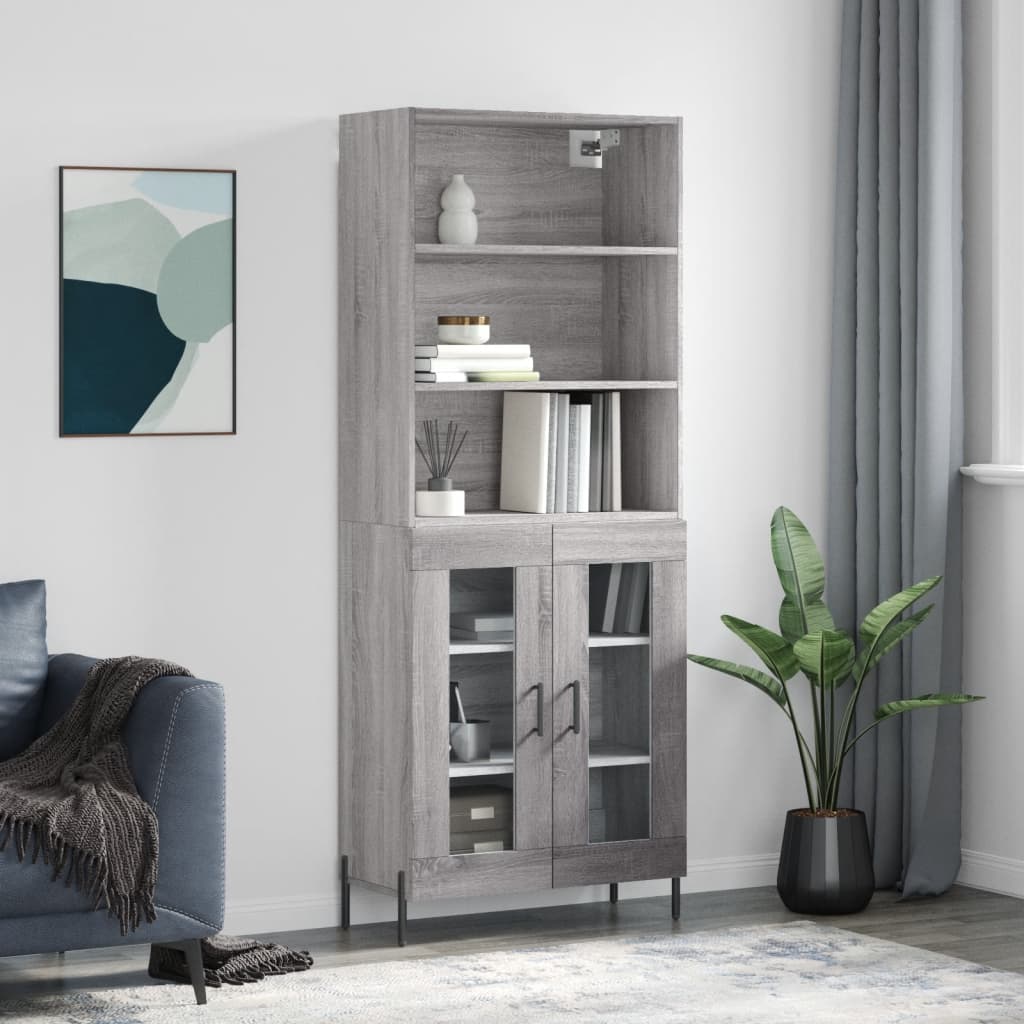 Credenza Grigio Sonoma 69,5x34x180 cm in Legno Multistrato - homemem39