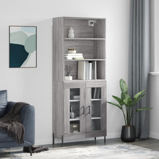 Credenza Grigio Sonoma 69,5x34x180 cm in Legno Multistrato - homemem39