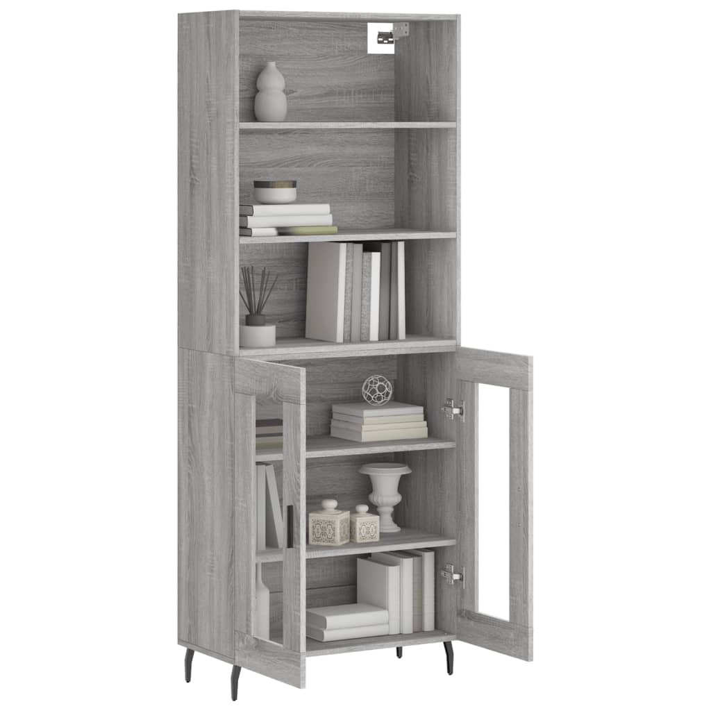 Credenza Grigio Sonoma 69,5x34x180 cm in Legno Multistrato