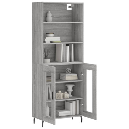 Credenza Grigio Sonoma 69,5x34x180 cm in Legno Multistrato