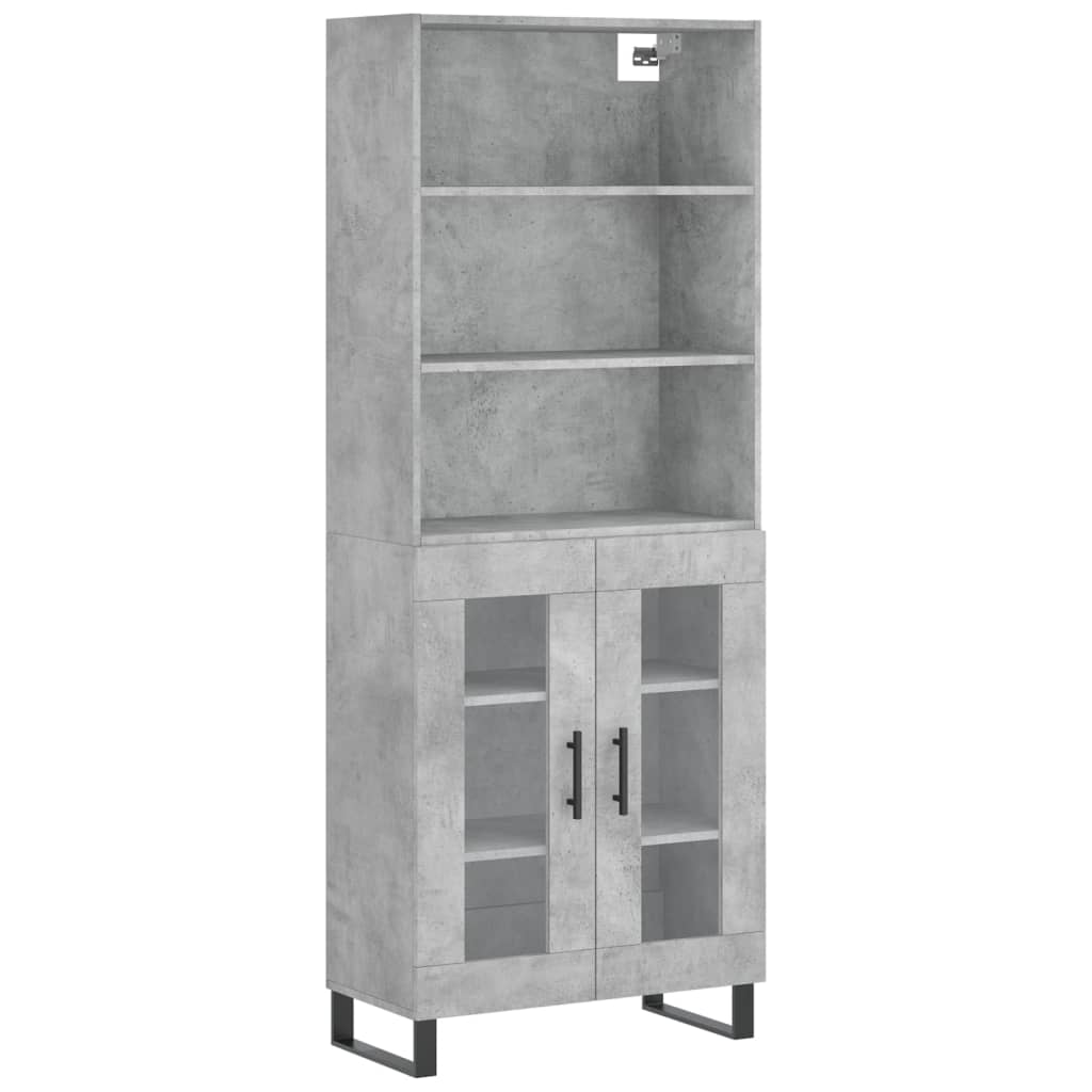 Credenza Grigio Cemento 69,5x34x180 cm in Legno Multistrato