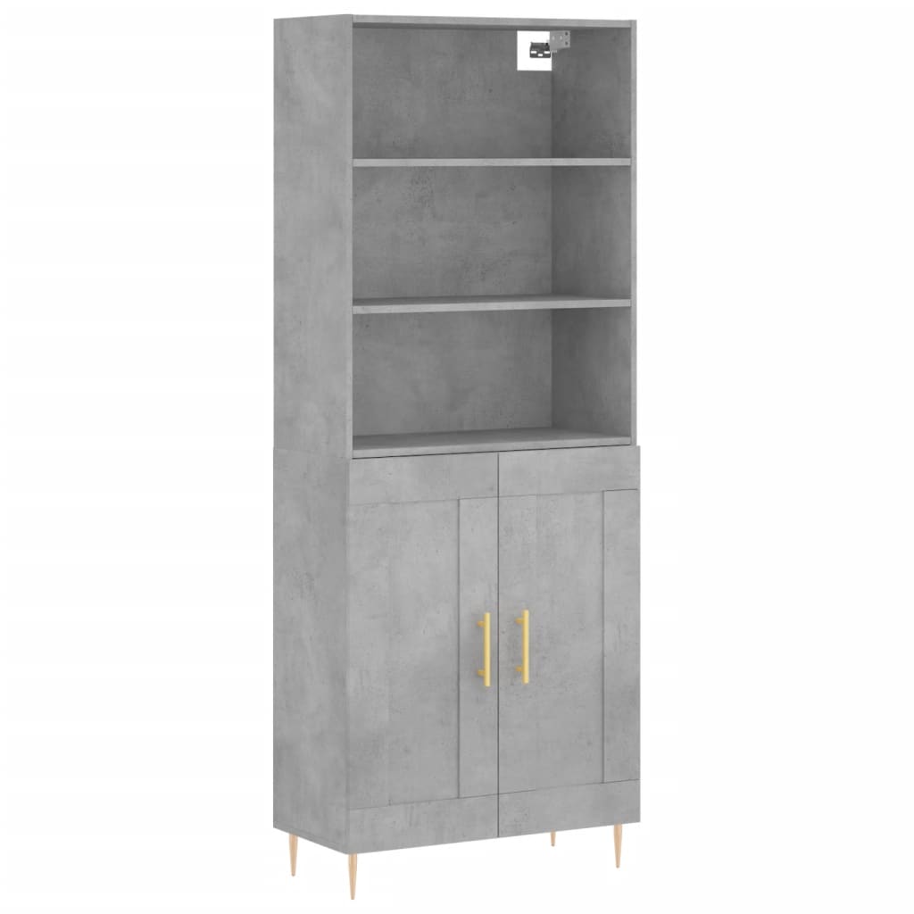 Credenza Grigio Cemento 69,5x34x180 cm in Legno Multistrato