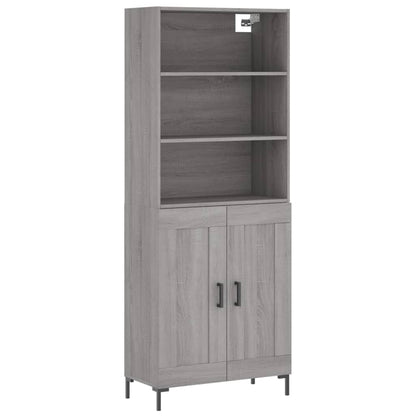 Credenza Grigio Sonoma 69,5x34x180 cm in Legno Multistrato