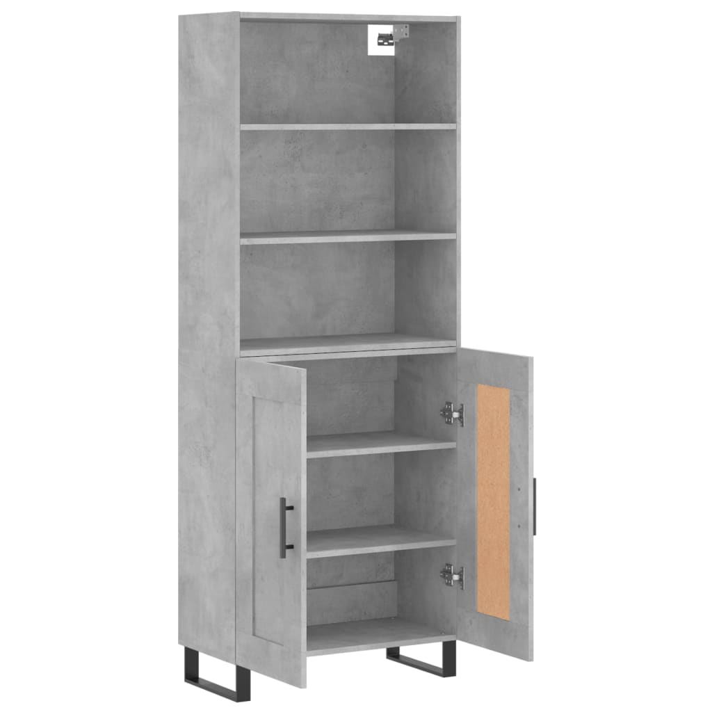 Credenza Grigio Cemento 69,5x34x180 cm in Legno Multistrato