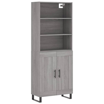 Credenza Grigio Sonoma 69,5x34x180 cm in Legno Multistrato
