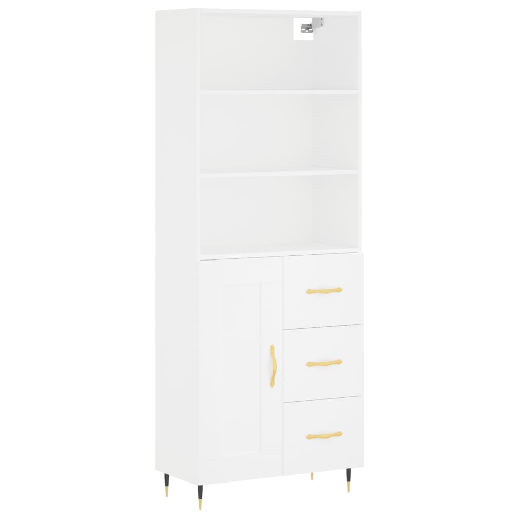 Credenza Bianca 69,5x34x180 cm in Legno Multistrato - homemem39