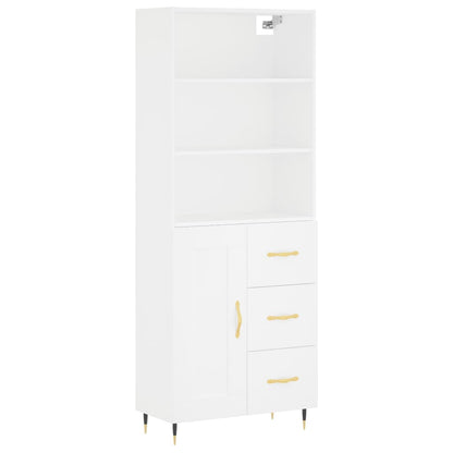 Credenza Bianca 69,5x34x180 cm in Legno Multistrato - homemem39