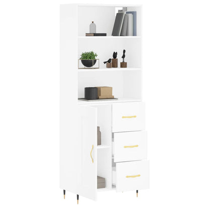 Credenza Bianca 69,5x34x180 cm in Legno Multistrato - homemem39