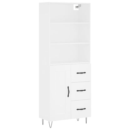 Credenza Bianca 69,5x34x180 cm in Legno Multistrato