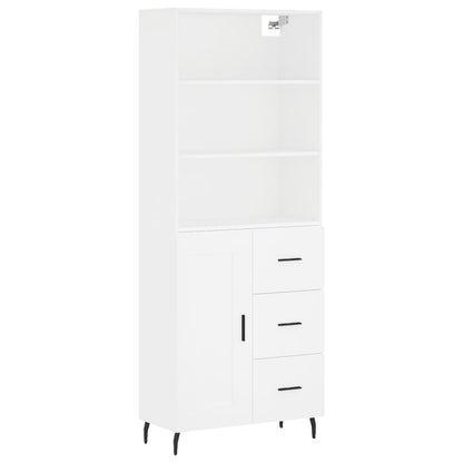 Credenza Bianca 69,5x34x180 cm in Legno Multistrato