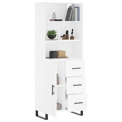 Credenza Bianca 69,5x34x180 cm in Legno Multistrato