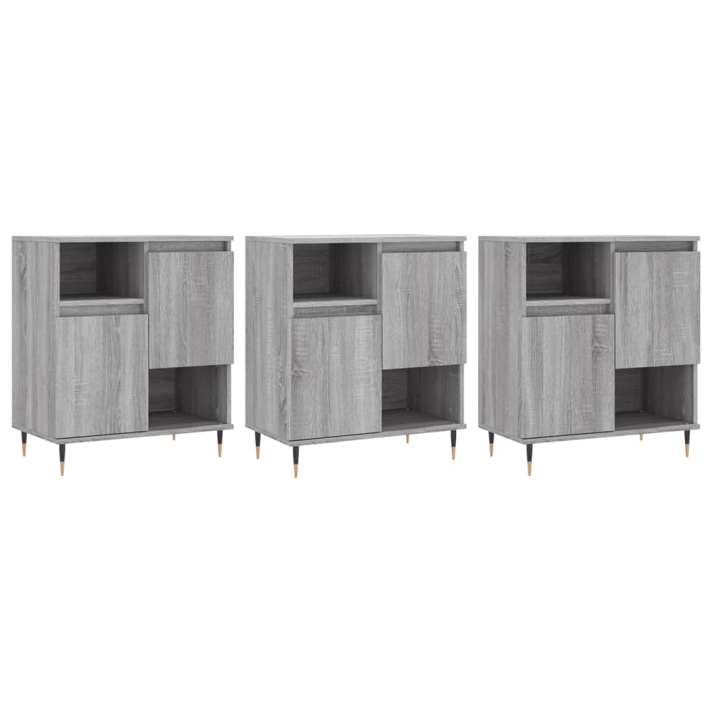 Credenze 3 pz Grigio Sonoma in Legno Multistrato - homemem39