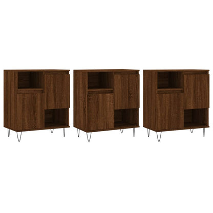 Credenze 3 pz Rovere Marrone in Legno Multistrato