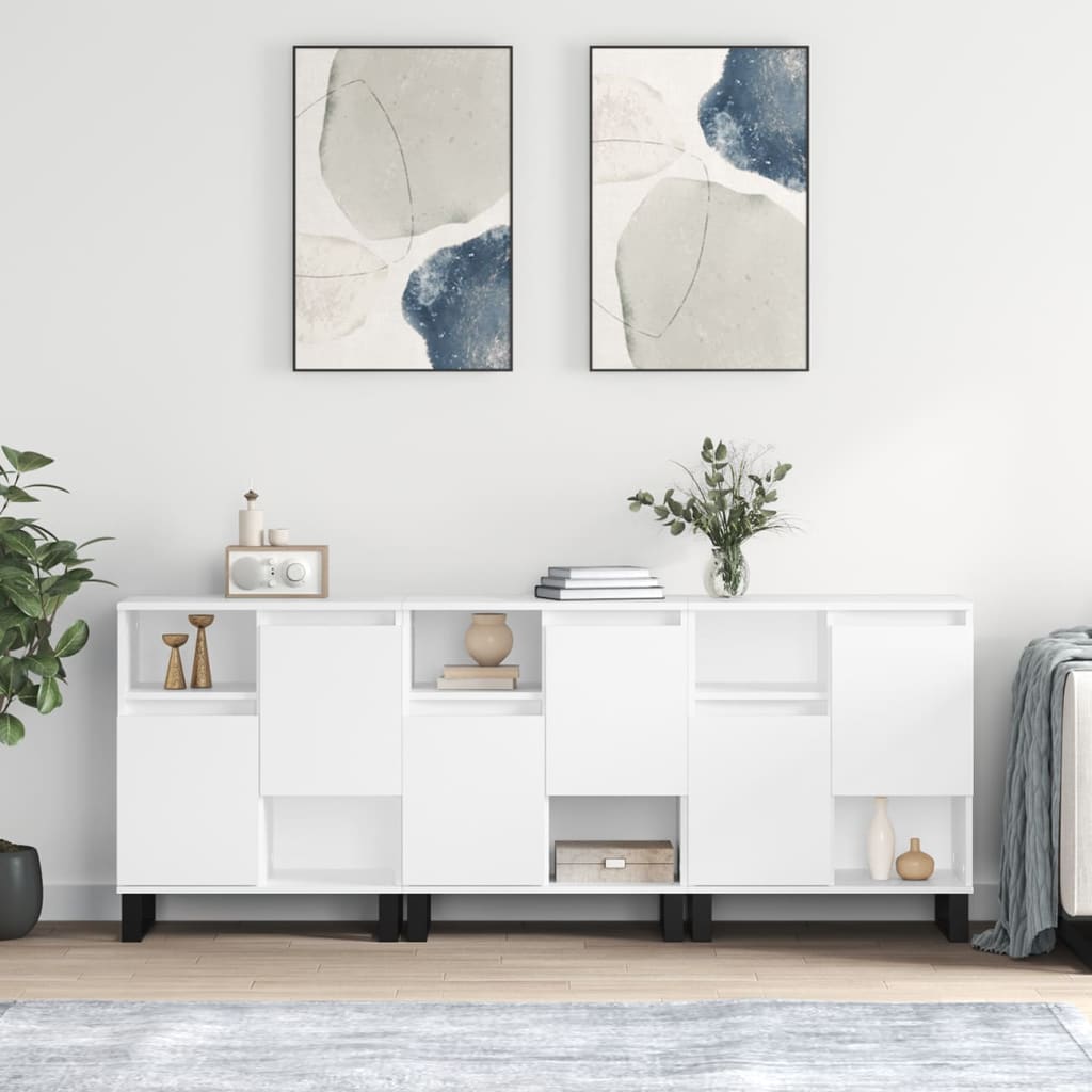 Credenze 3 pz Bianco in Legno Multistrato - homemem39