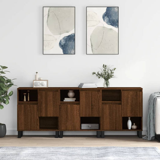 Credenze 3 pz Rovere Marrone in Legno Multistrato - homemem39