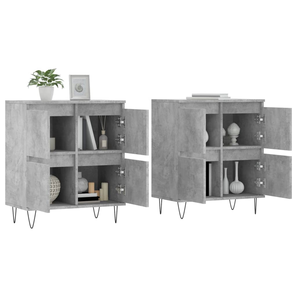 Credenze 2 pz Grigio Cemento in Legno Multistrato