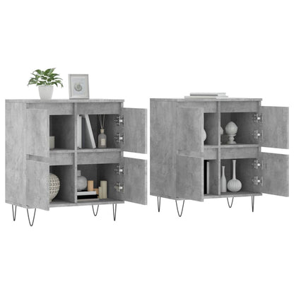 Credenze 2 pz Grigio Cemento in Legno Multistrato