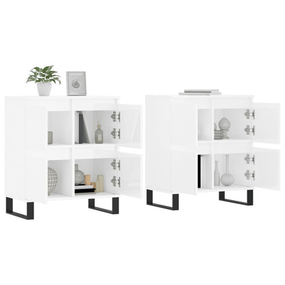 Credenze 2 pz Bianco Lucido in Legno Multistrato - homemem39