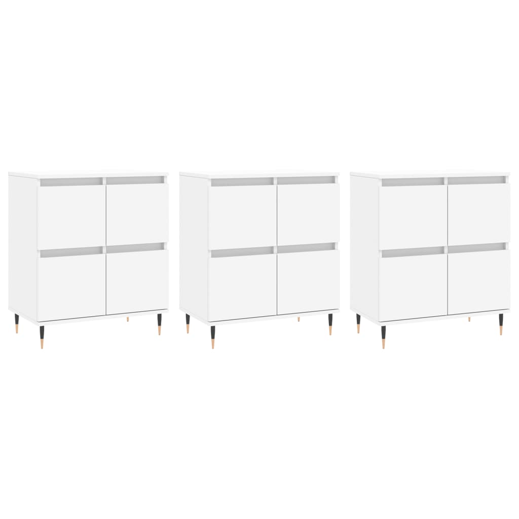 Credenze 3 pz Bianco in Legno Multistrato