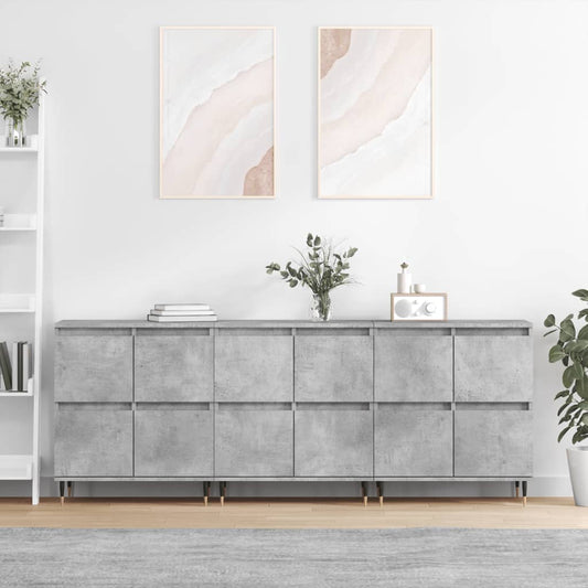 Credenze 3 pz Grigio Cemento in Legno Multistrato - homemem39