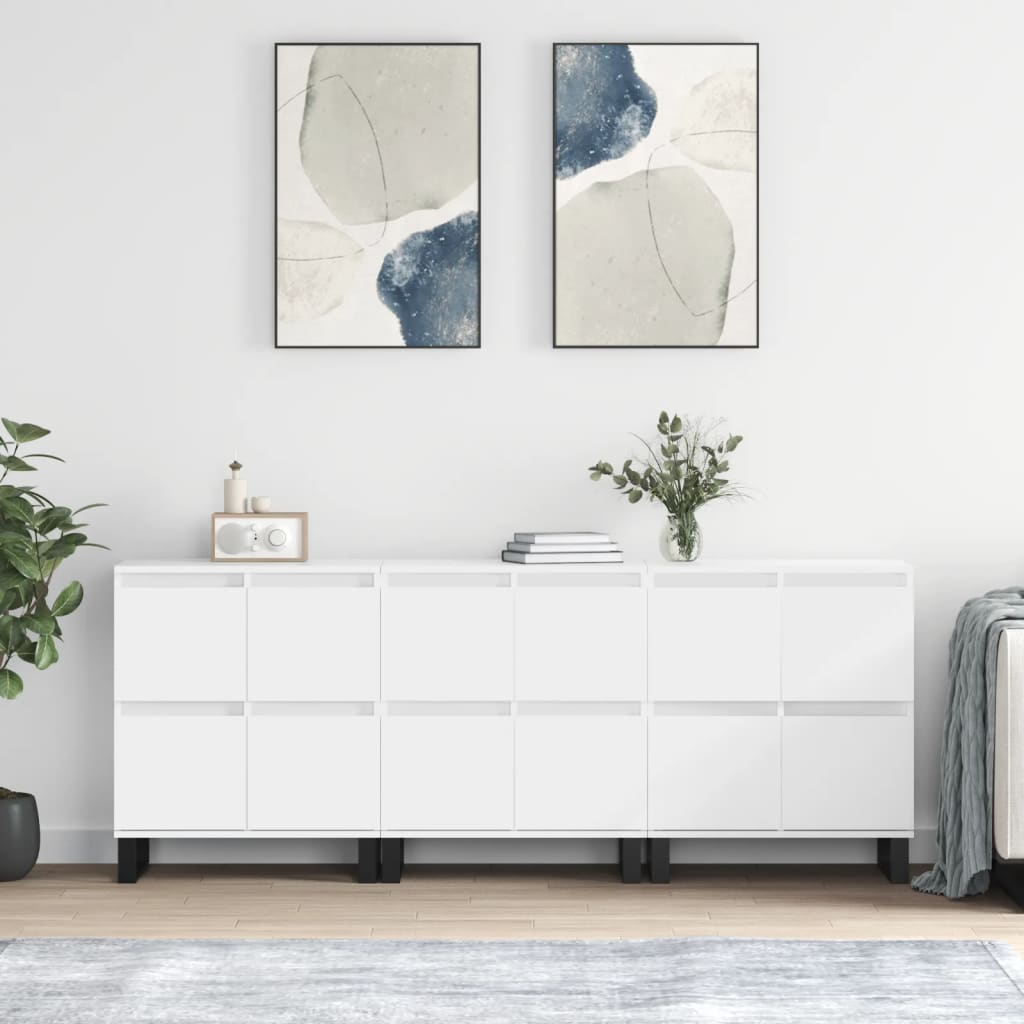 Credenze 3 pz Bianco in Legno Multistrato - homemem39