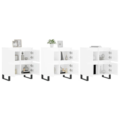 Credenze 3 pz Bianco Lucido in Legno Multistrato - homemem39