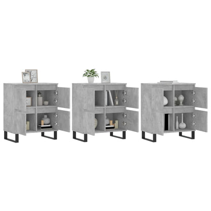 Credenze 3 pz Grigio Cemento in Legno Multistrato - homemem39