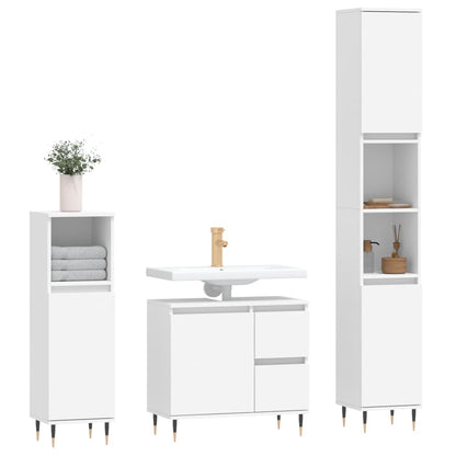 Set Mobili da Bagno 3 pz Bianco in Legno Multistrato | homemem39