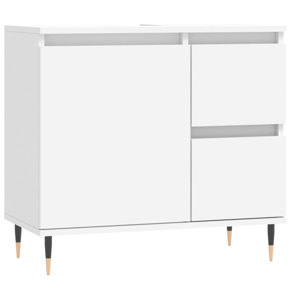 Set Mobili da Bagno 3 pz Bianco in Legno Multistrato