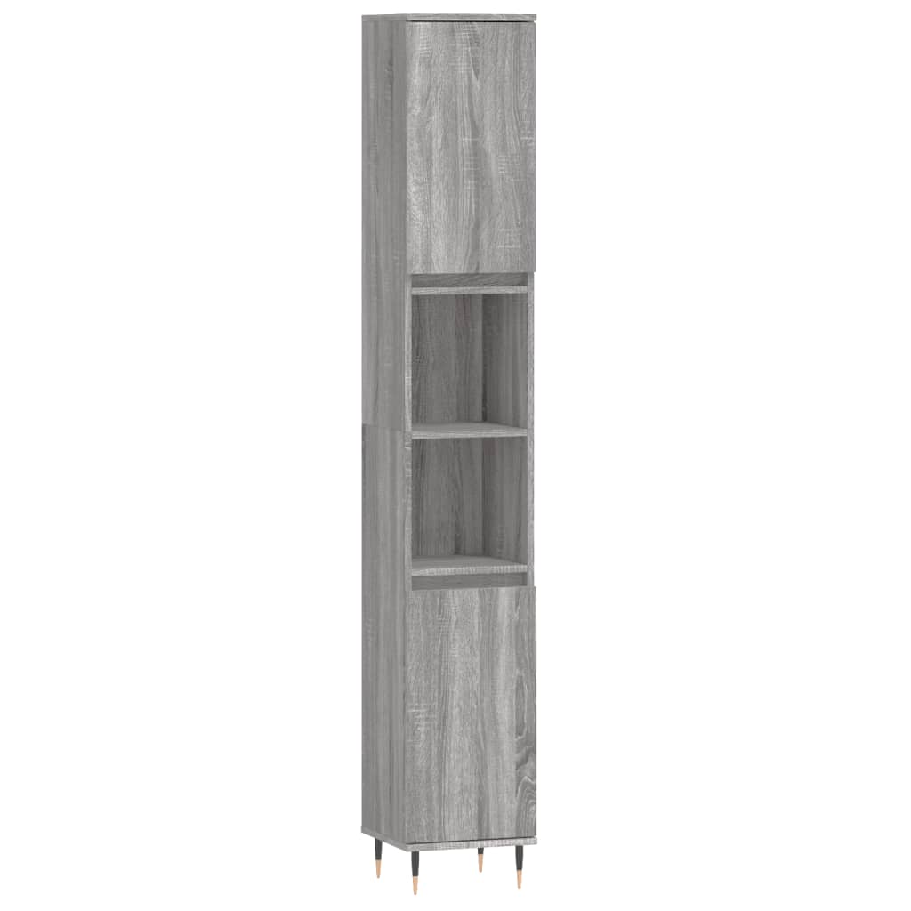Set Mobili da Bagno 3 pz Grigio Sonoma in Legno Multistrato | homemem39