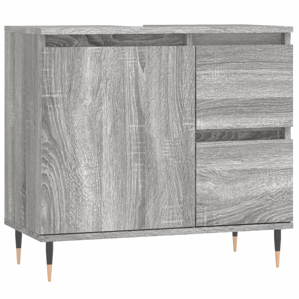 Set Mobili da Bagno 3 pz Grigio Sonoma in Legno Multistrato | homemem39