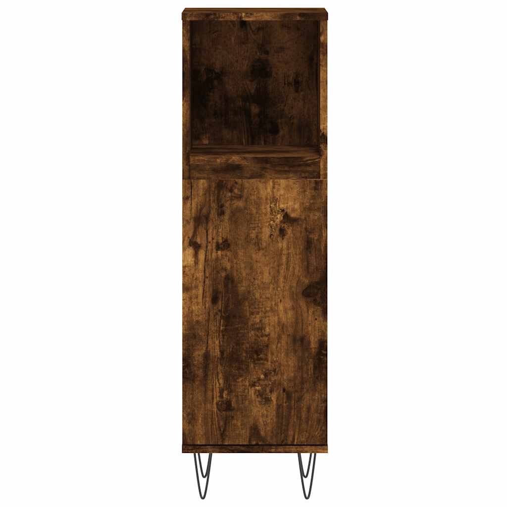 Set Mobili da Bagno 3 pz Rovere Fumo in Legno Multistrato