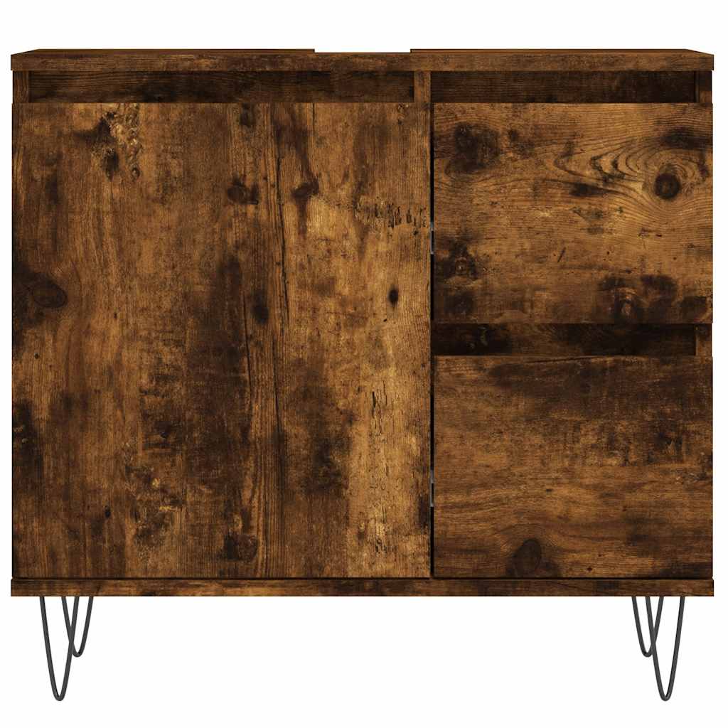 Set Mobili da Bagno 3 pz Rovere Fumo in Legno Multistrato | homemem39