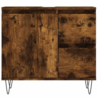 Set Mobili da Bagno 3 pz Rovere Fumo in Legno Multistrato | homemem39