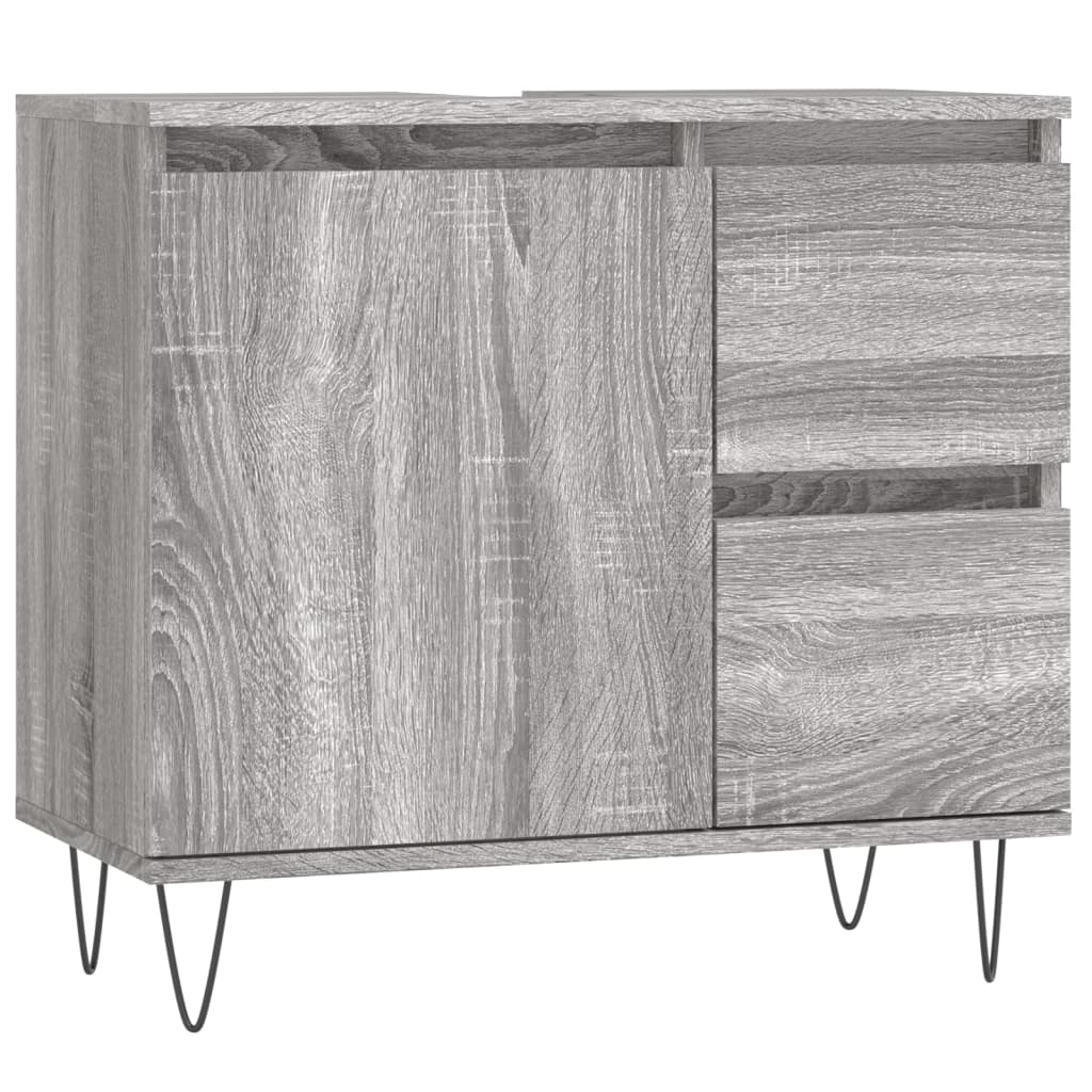 Set Mobili da Bagno 3 pz Grigio Sonoma in Legno Multistrato | homemem39