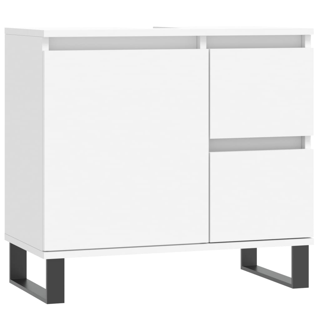 Set Mobili da Bagno 3 pz Bianco in Legno Multistrato