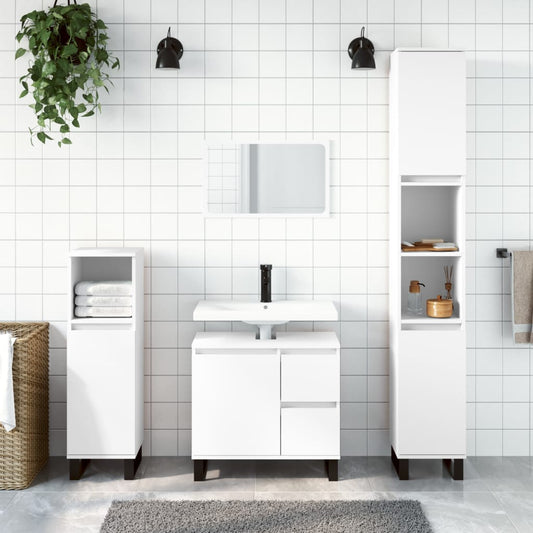Set Mobili da Bagno 3 pz Bianco in Legno Multistrato | homemem39