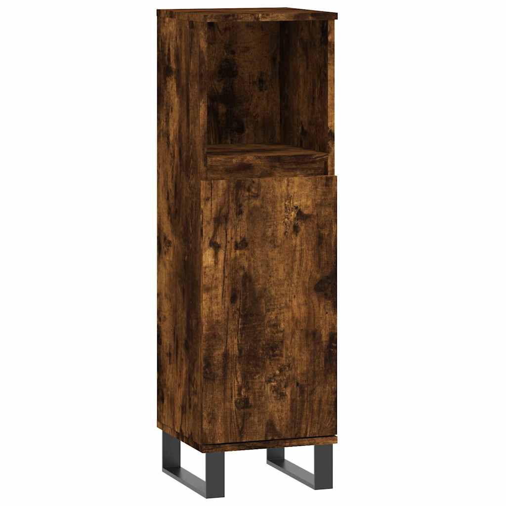 Set Mobili da Bagno 3 pz Rovere Fumo in Legno Multistrato