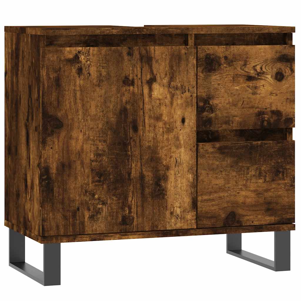 Set Mobili da Bagno 3 pz Rovere Fumo in Legno Multistrato | homemem39