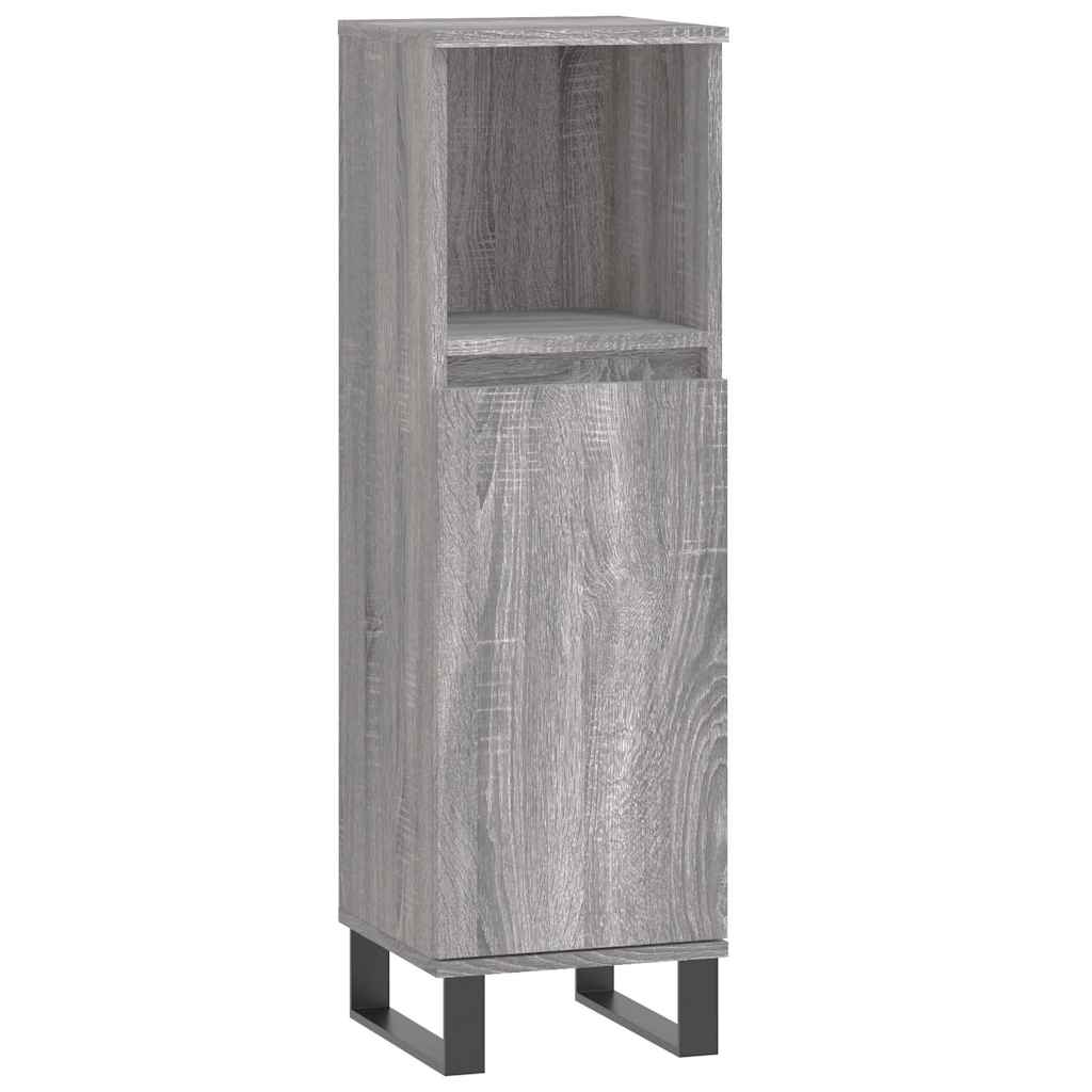 Set Mobili da Bagno 3 pz Grigio Sonoma in Legno Multistrato