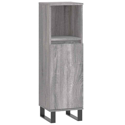 Set Mobili da Bagno 3 pz Grigio Sonoma in Legno Multistrato
