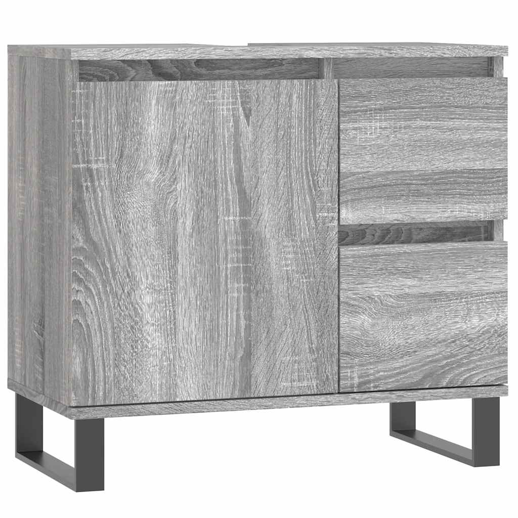 Set Mobili da Bagno 3 pz Grigio Sonoma in Legno Multistrato | homemem39