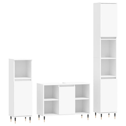Set Mobili da Bagno 3 pz Bianco in Legno Multistrato | homemem39