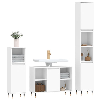 Set Mobili da Bagno 3 pz Bianco in Legno Multistrato | homemem39