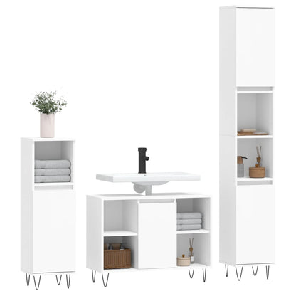 Set Mobili da Bagno 3 pz Bianco in Legno Multistrato | homemem39