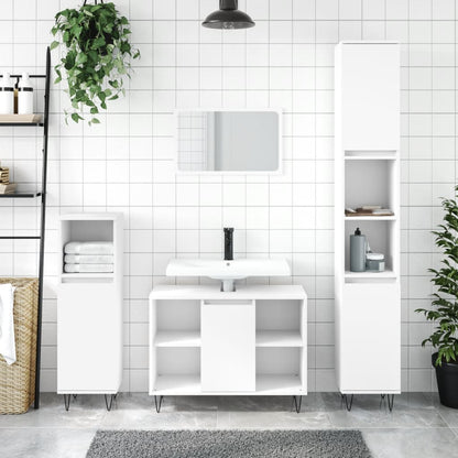Set Mobili da Bagno 3 pz Bianco in Legno Multistrato | homemem39